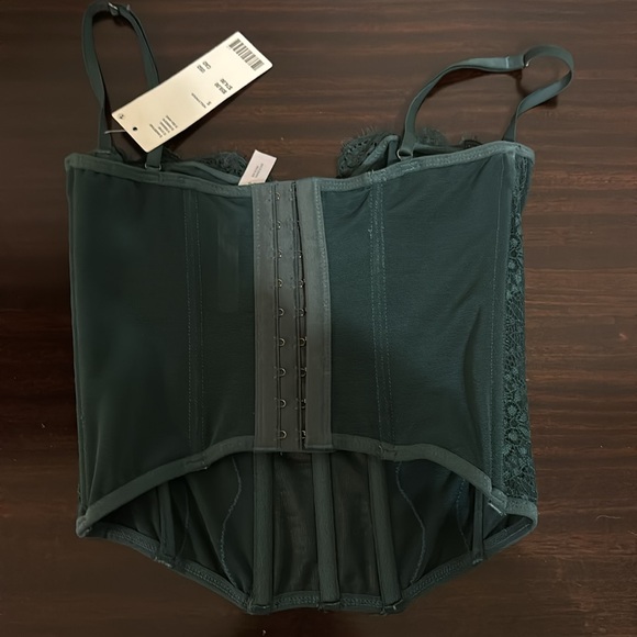 NWT Urban Outfitters Out from Under Small Dark Green Emerald Modern Love Corset - Picture 4 of 5